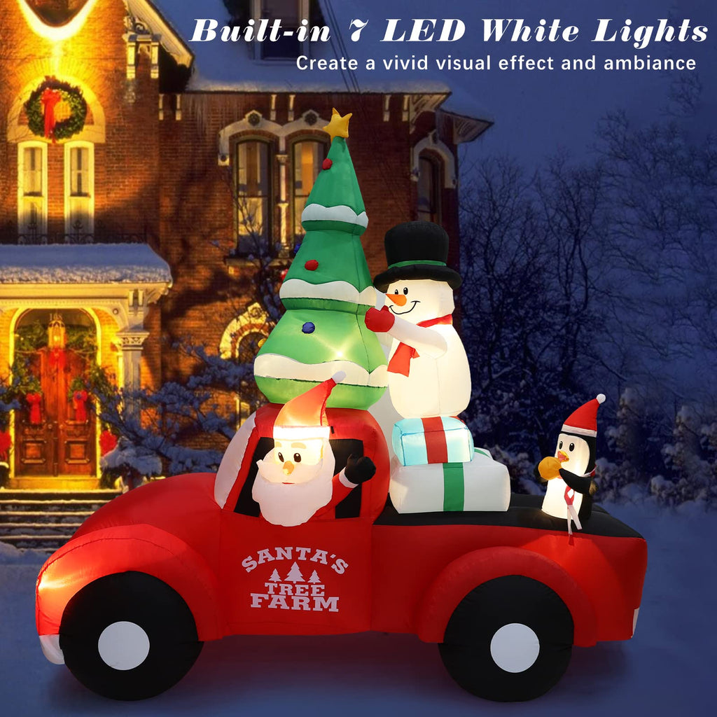 Christmas Inflatables, 8FT Light Up Red Truck Christmas Decor