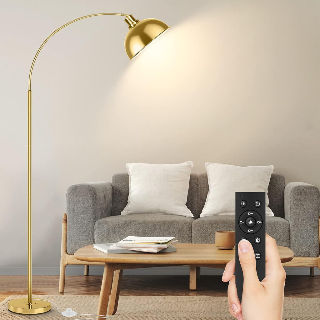 Arc Floor Lamps, Modern Tall Standing Lamp Remote Control,Stepless Dimmable Gold Floor Lamp with Han