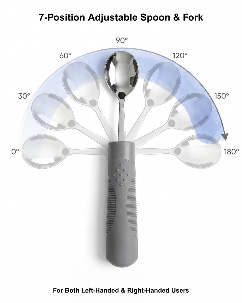 Adjustable Utensils 4 oz - Adaptive Utensils 4-Piece Set with 7 Locking Positions - Weighted Utensils for Hand