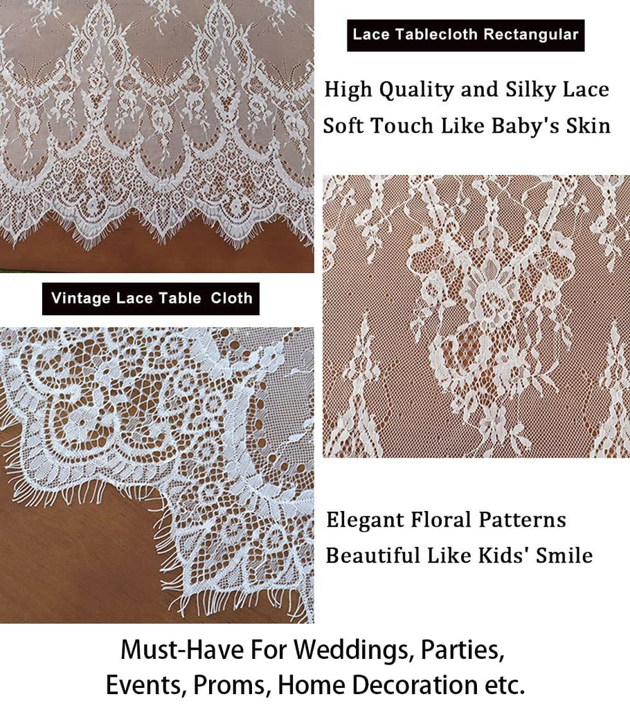 White Lace Tablecloth Rectangle 2 Pack Wedding Vintage Floral