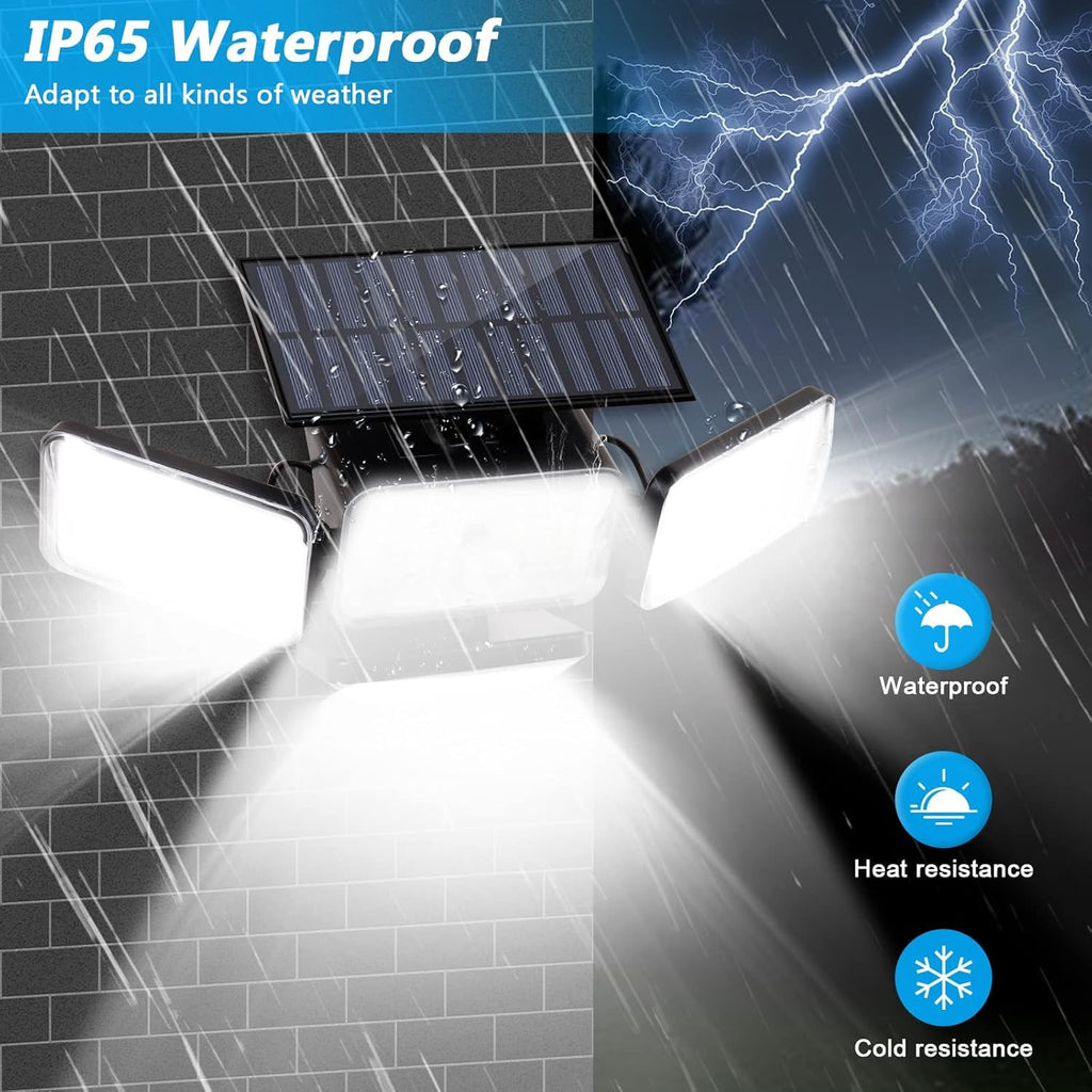Solar Lights Outdoor, 288 LED Motion Sensor Outdoor Light with Remote Control, 4 Heads IP65 Waterproof Solar