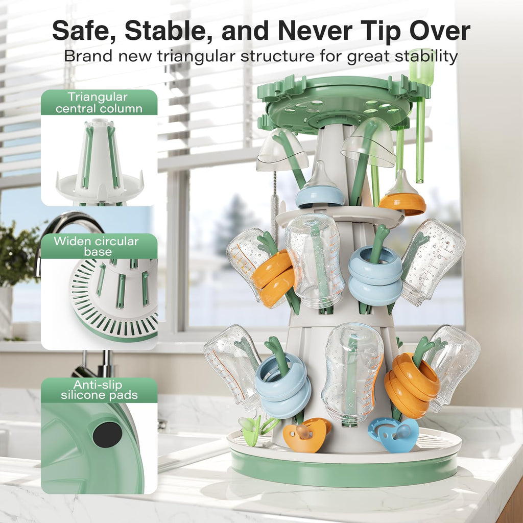 Baby Bottle Drying Rack with 20 Racks, Large Capacity, Fast Drying