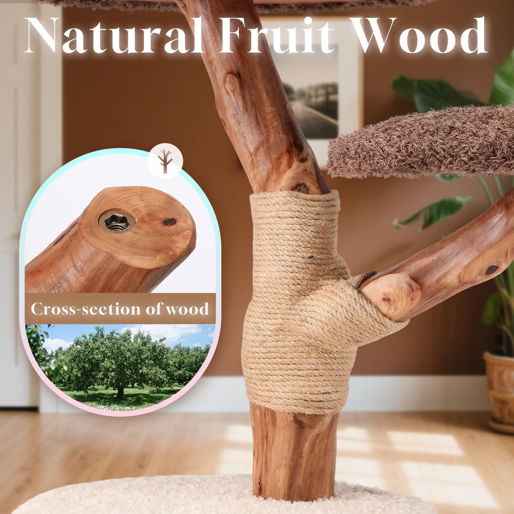 54.7'' Tall Modern Wood Cat Tree with 3 Level House, Luxury Cat Tower Decoration, Large Cat Condo for Multi-Cat