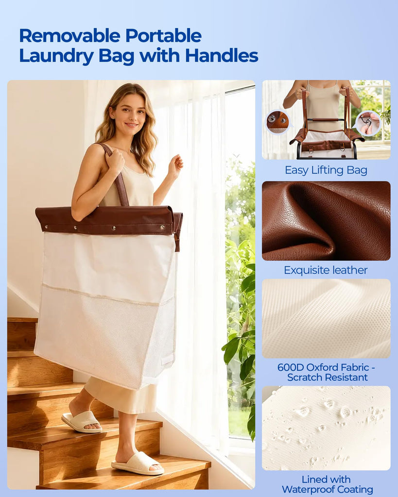 180L Rolling Laundry Hamper, Laundry Basket with Wheels, Beige