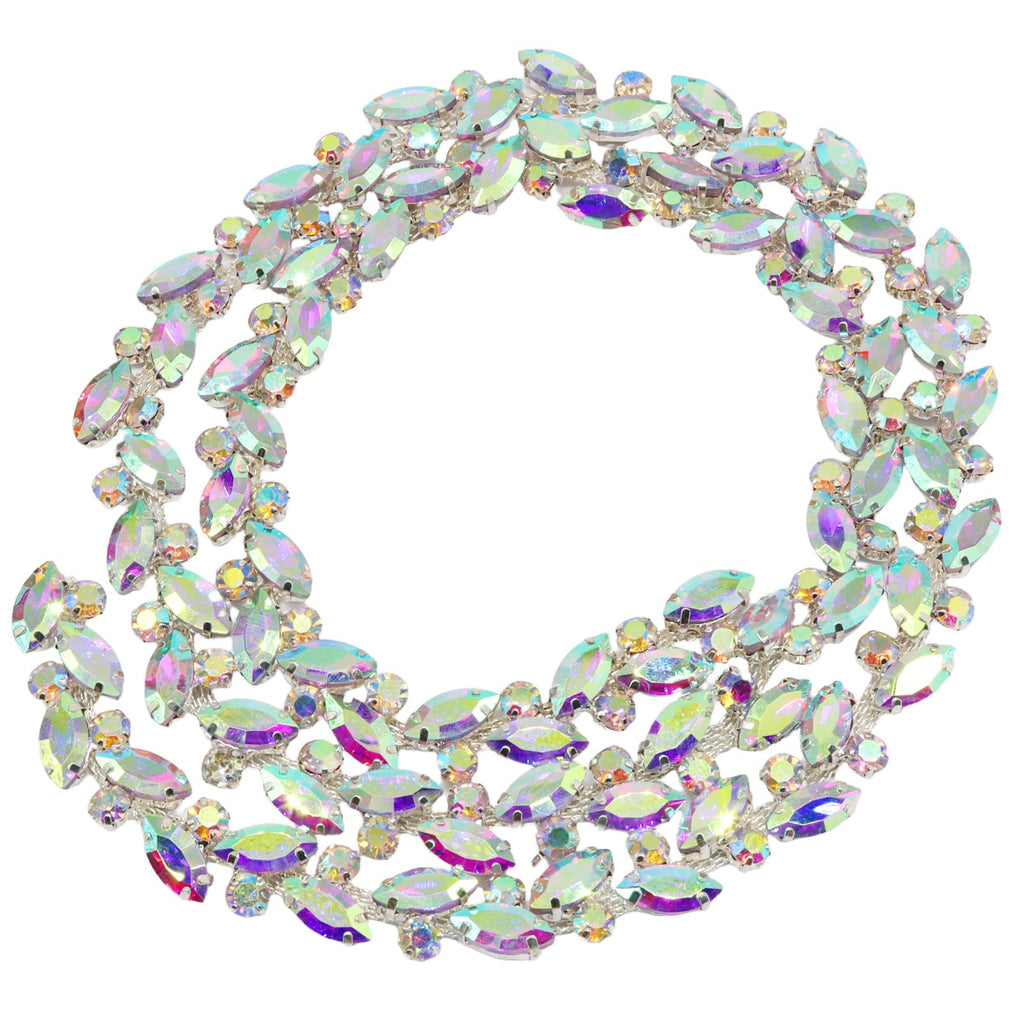 Rhinestone Trim Chain, 1 Yard, 0.59 Inch Wide, Silver AB