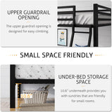 Loft Bunk Bed Twin Over Twin with Ladder and Guardrail,Heavy Duty Metal Slats Support No Box Spring Needed Small Space