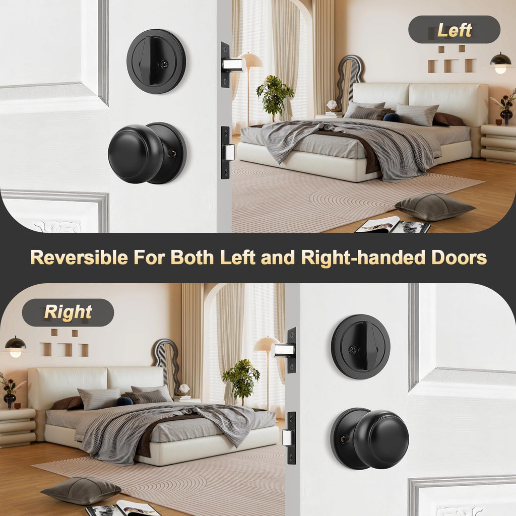 Matte Black Front Door Handleset, Exterior Door Lock Set with Deadbolt Single Cylinder Front Door Knob and Deadbolt