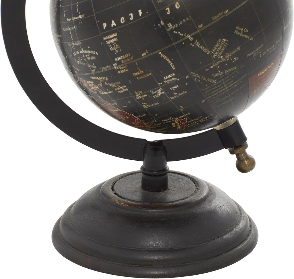 Mango Wood Globe, 6" x 5" x 9", Black