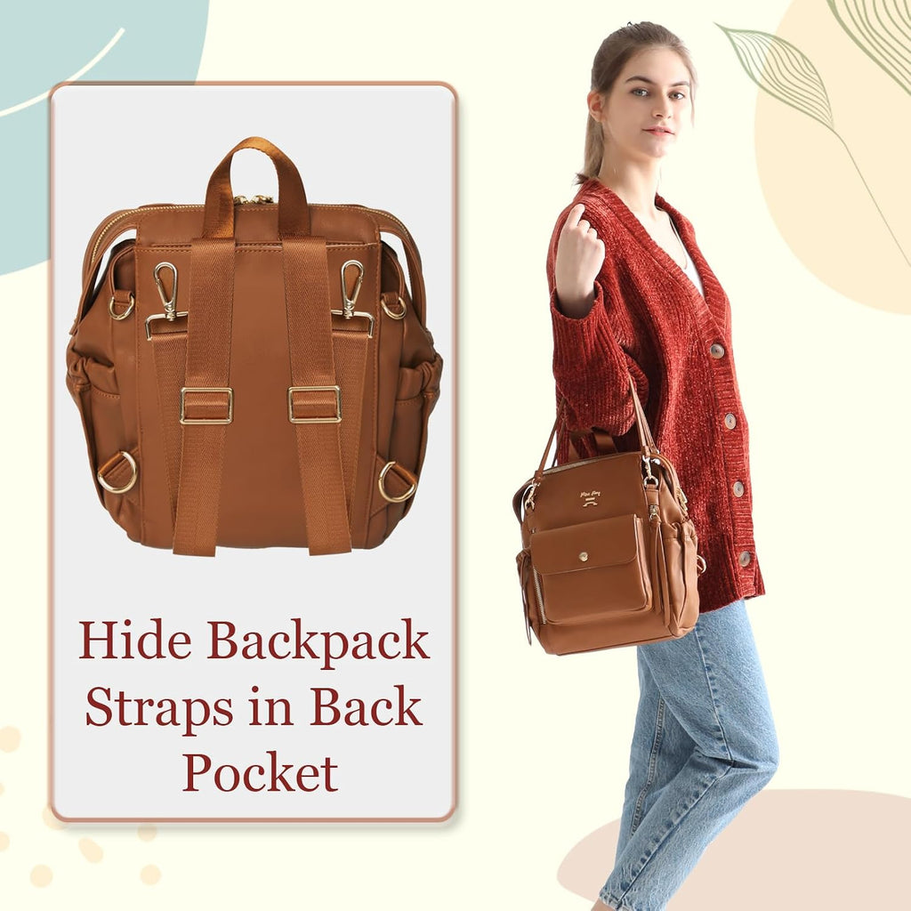 Small Diaper Bag, Mini Dackpack Leather Diaper Bag Backpack with 12 Diaper Bag Organizer, Insulated Pocket, 2