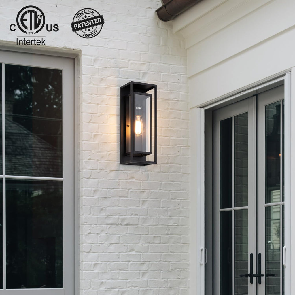 18" Modern Outdoor Porch Wall Light, Matte Black, 1 Pack