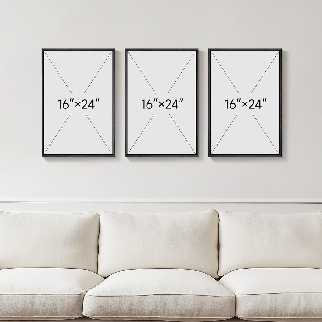 Framed Boho Neutral Abstract Wall Art, 3 Piece Canvas Prints Paintings Artwork for Walls, Large Minimalist Brown