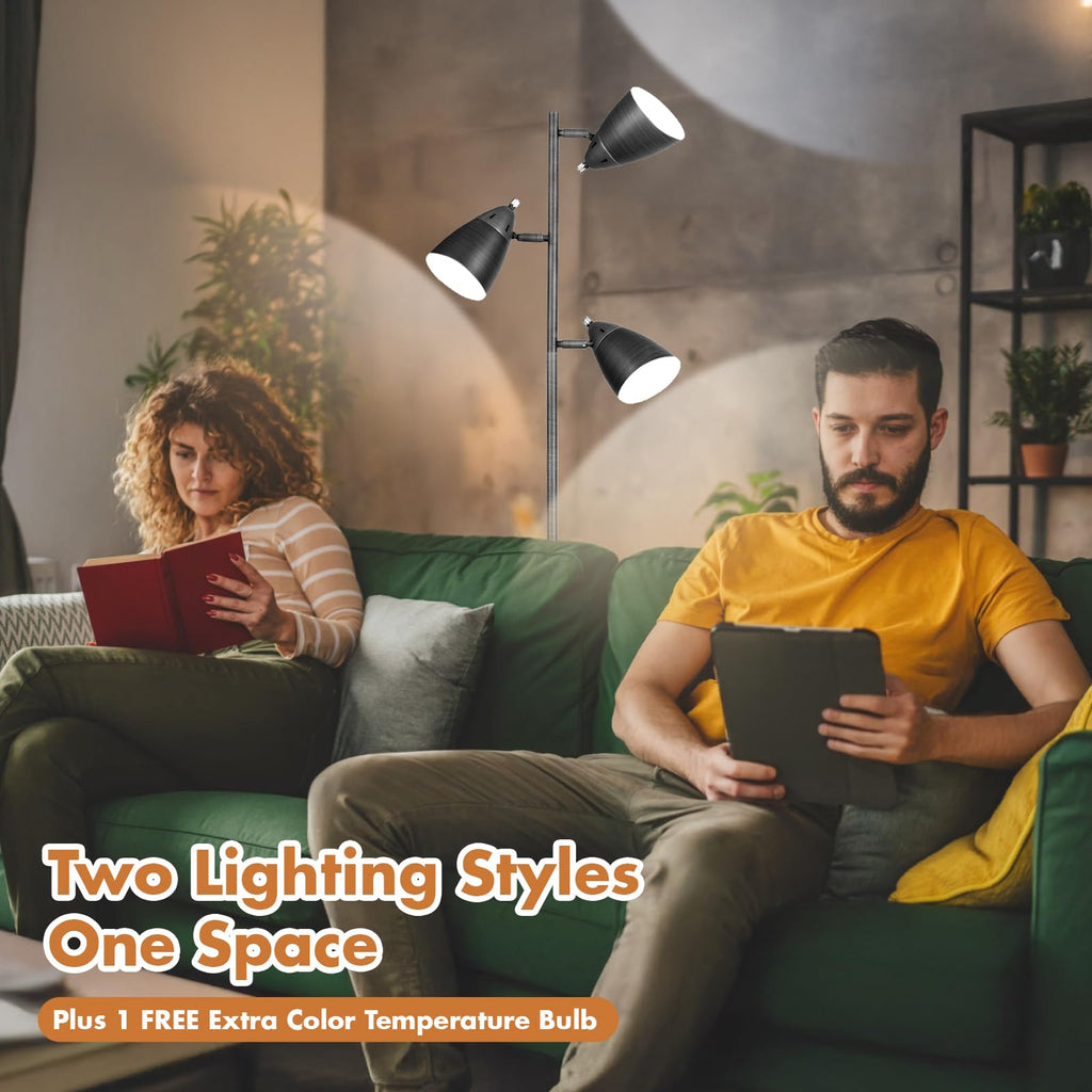 Tree Floor Lamp Industrial 3-Light Floor Lamp Remote