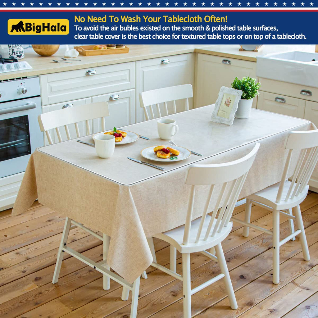 Wooden Furniture Table Protector Clear Plastic Wipeable Tablecloth Eco Thick Protective Desk Cover Clear Vinyl Dining