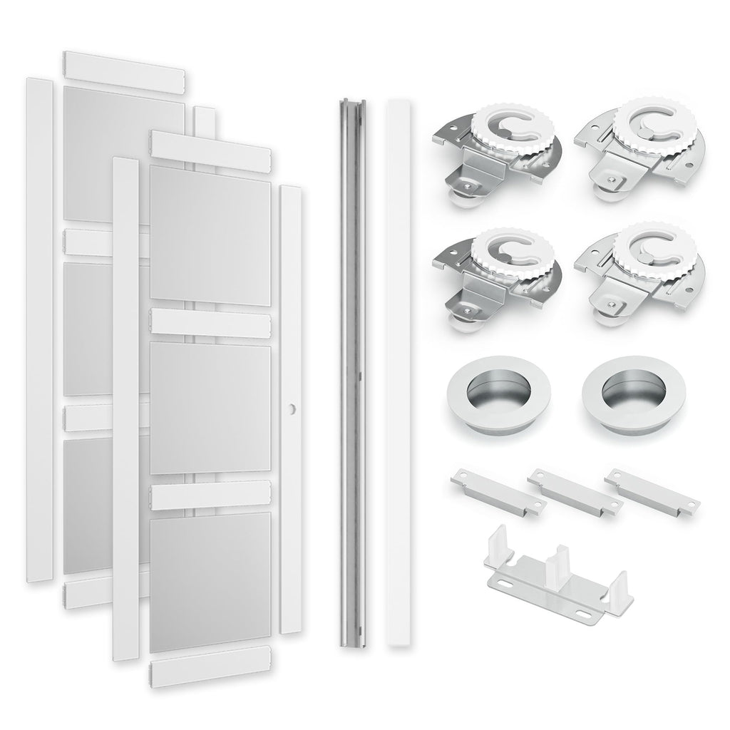 Sliding Closet Barn Door 72x80 Inch(Double 37") with 3-Lite Frosted Glass