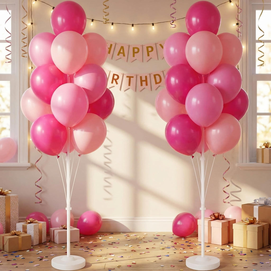 Balloon Column Kit Set of 2 With Balloons Included - Balloon Tower with Stand, Base, and Pole, Backdrop Decoration for