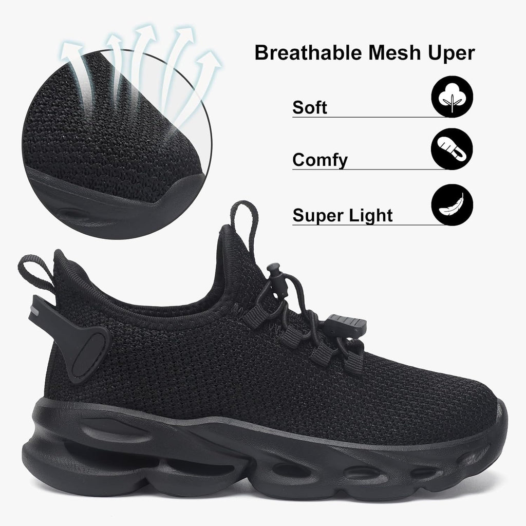 Kids Shoes Boys Girls Tennis Shoes Lightweight Sports Kids Sneakers Slip on with Bungee Lace for Running/Walking