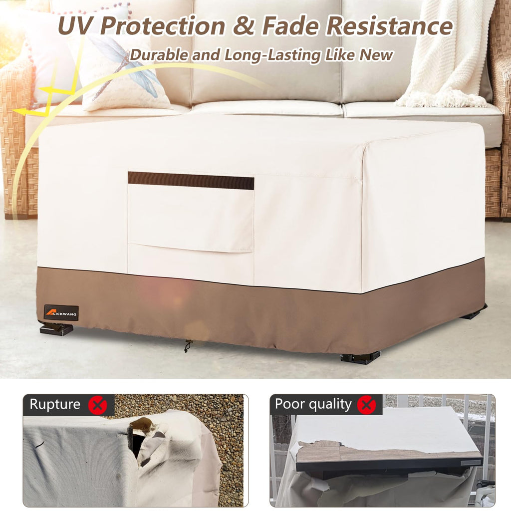 Pit Cover Rectangular, Outdoor Heavy Duty 600D 100% Waterproof Tear-Resistant 44 Inch Fire Table Cover Rectangle