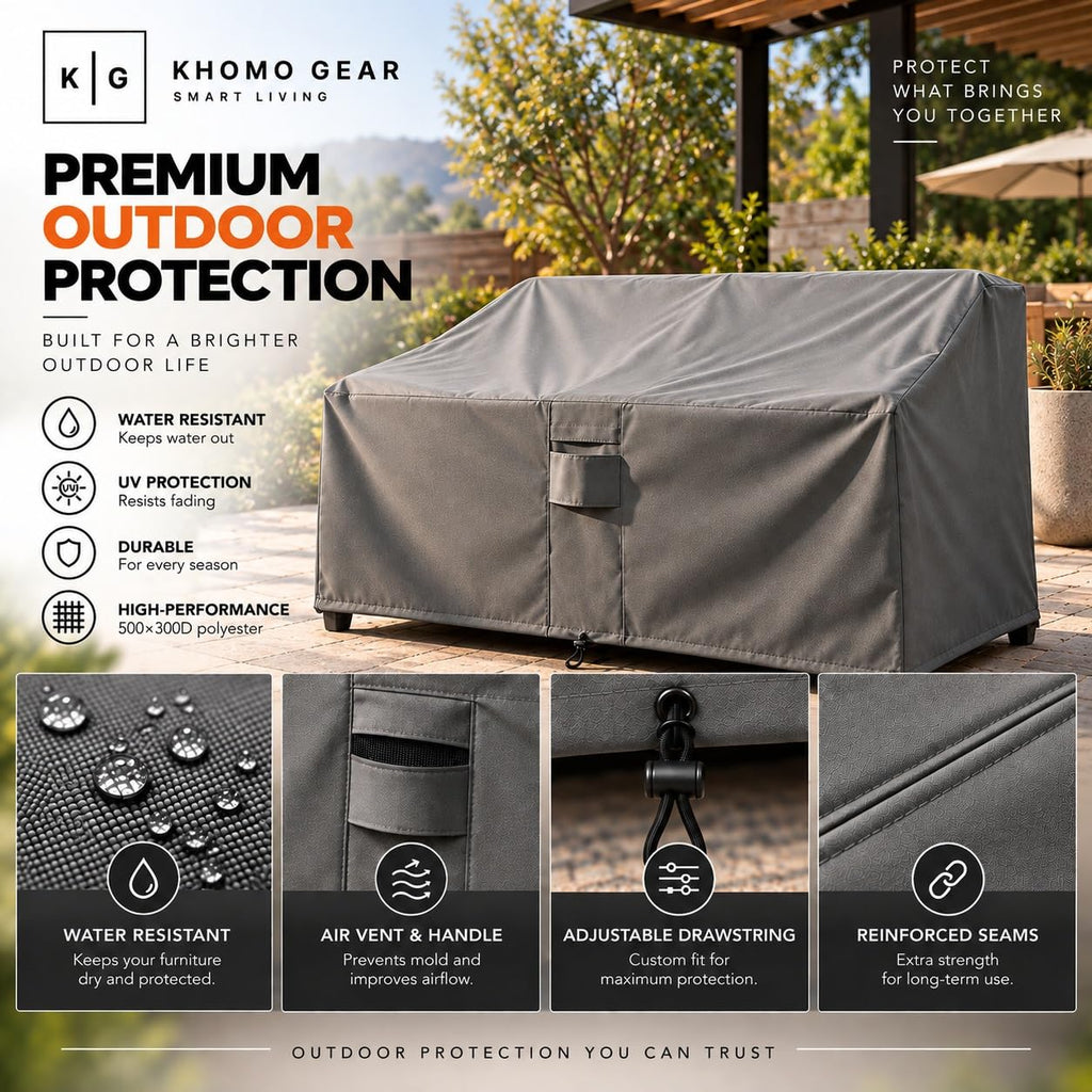 Outdoor Loveseat Cover Waterproof, 2-Seater Patio Couch and Sofa Cover with Air Vents and Leg Straps - 58" W x 31" D