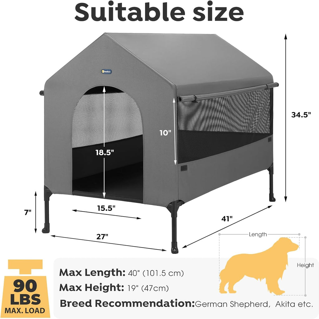 41" Dog House, 2-in-1 Large Dog House Outdoor Indoor Weatherproof