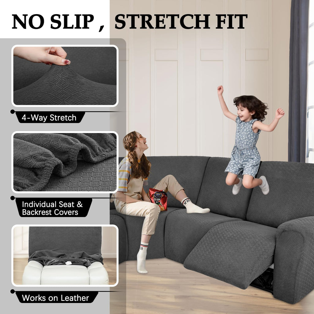 Waterproof Sectional Recliner Couch Covers for Reclining Couches Washable L Shaped Sofa Cover for Dogs Sectional