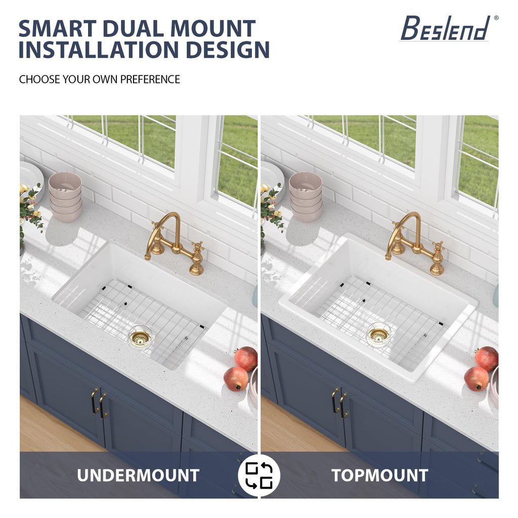 27 Inch Undermount White Kitchen Sink
