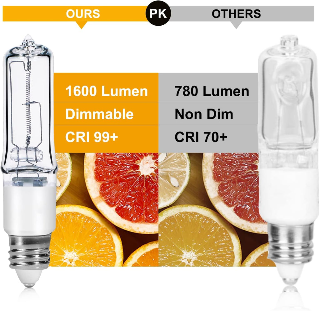 JDE11 120V 100W T4 JDE11 Bulb, Mini Candelabra Base E11 Bulb, 1600lm 2800K Clear Dimmable 100 watt Halogen Light