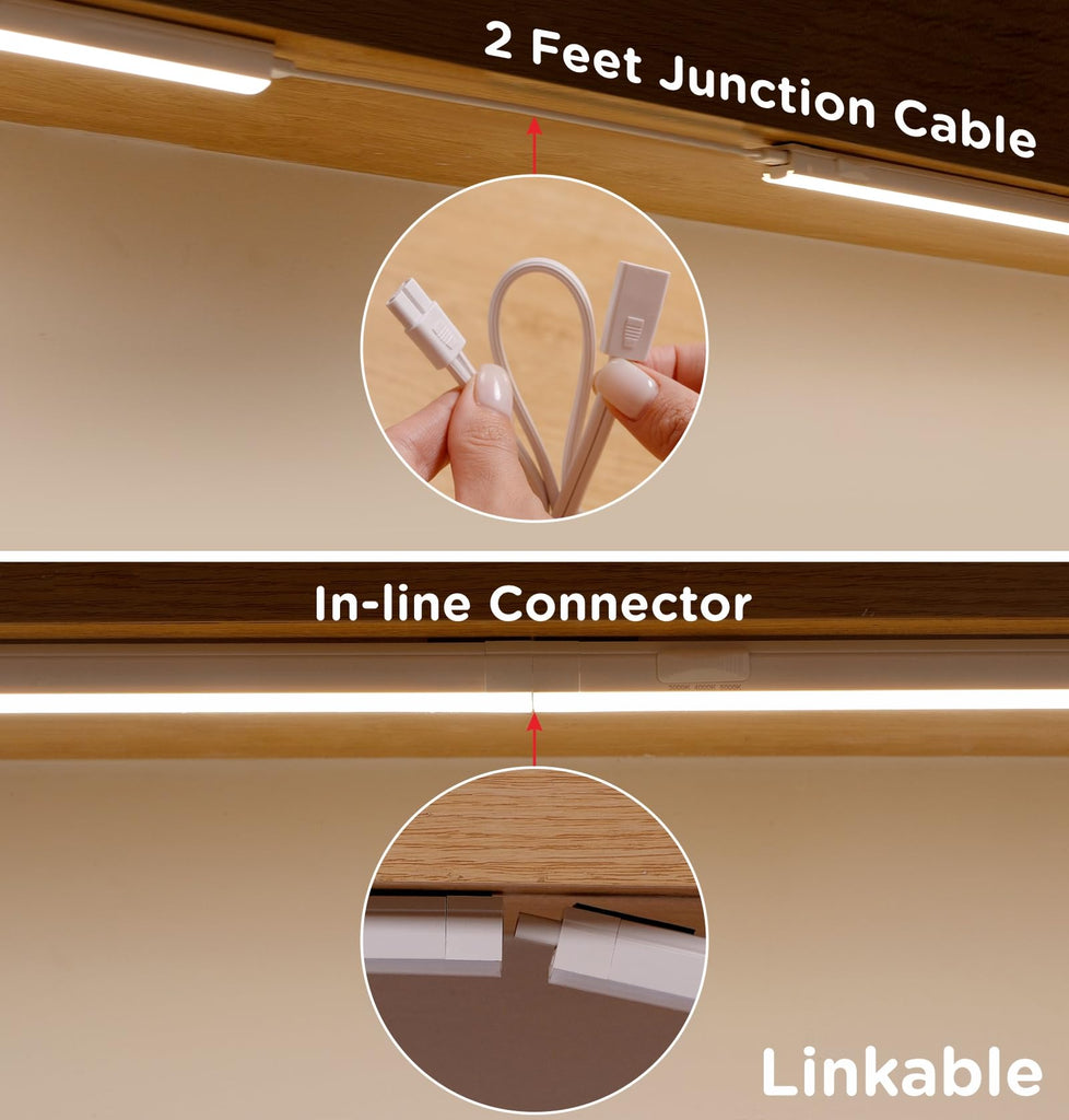 Under Cabinet Lighting Plug in, Linkable AC120V Super Bright 3CCT 3000/4000/5000K Ultra Slim Dimmable LED Counter