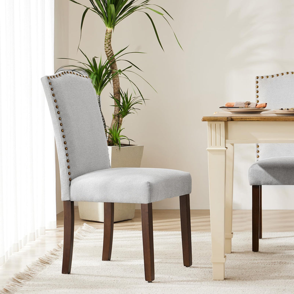 Set of 2, Upholstered Accent Chair, Light Grey