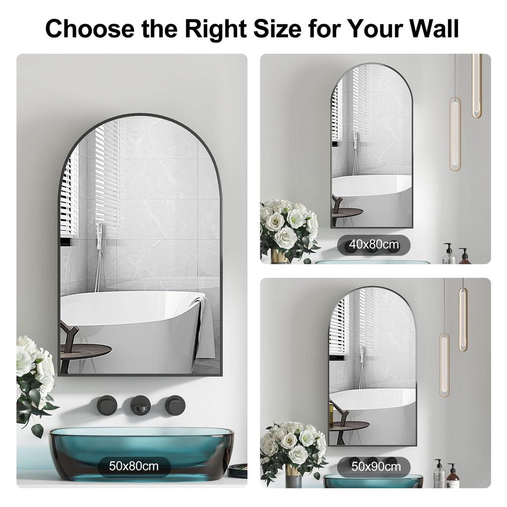 Arched Medicine Cabinet, Black Mirror Cabinet with Storage