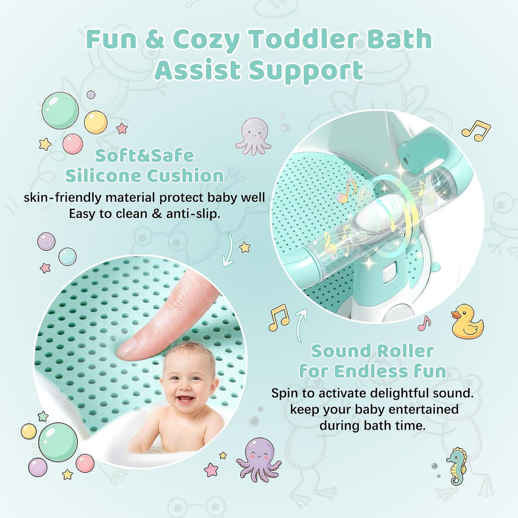 Bath Seat for Babies 6 Months & Up, Non-Slip Toddler Bath Seat with Suction Cup, Safe and Comfortable Portable Infant