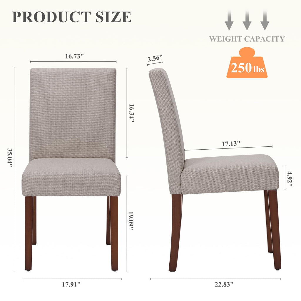 Upholstered Set of 2, Modern Fabric Dining Room Chair, Wooden Dining Chair, Kitchen Side Chairs, Farmhouse Dinner