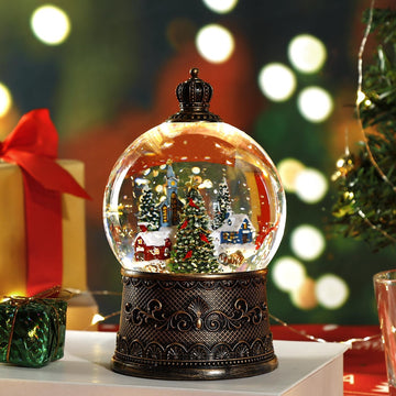 100mm Christmas Snow Globe with Music and Water Feature Christmas Lantern Decorations Snow Village with Large