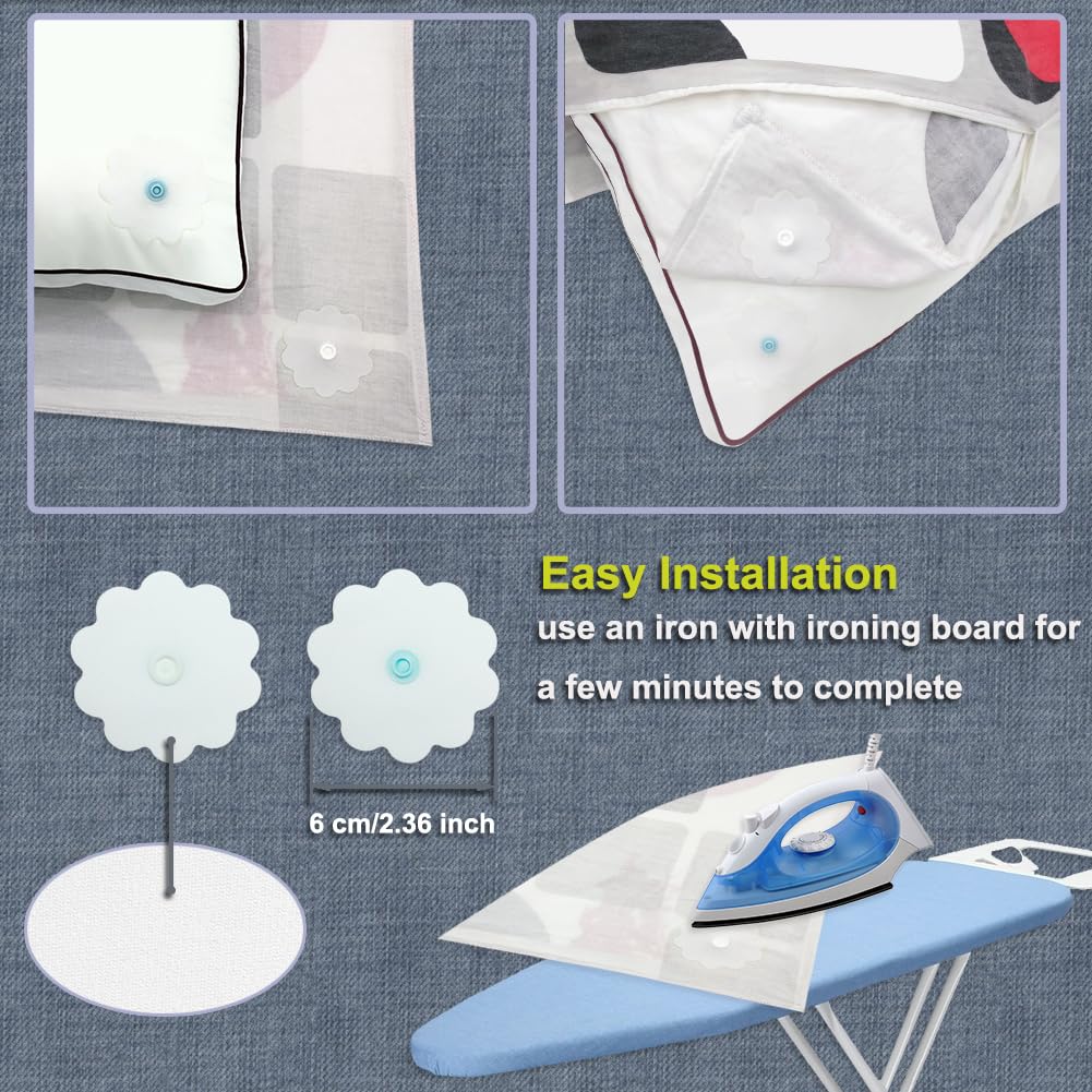 Duvet Snaps, Iron-On, Flower Shaped (16 Pcs / 8 Sets), White