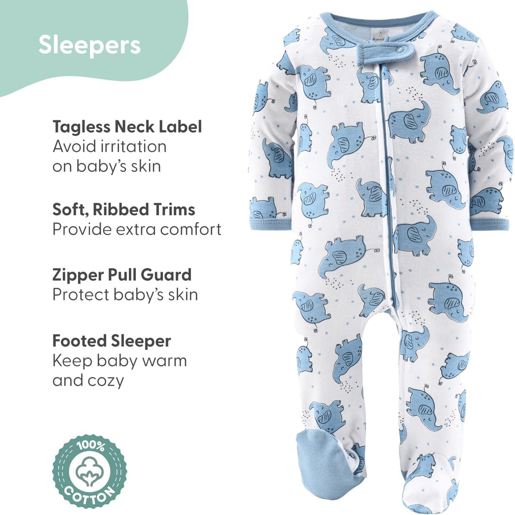 Baby Layette Gift Set for Boys - 30 Piece Layette Set, Newborn to 9 Months Baby Boy Clothes - Elephant Blue