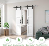 Double 18x84 inch White Barn Door with 6.6FT Barn Door Hardware Kit Included,with MDF and Wood,DIY A