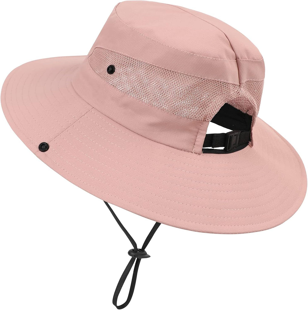 Kids Sun Hat Ponytail Girls UPF 50 Bucket Cap Summer Beach Fishing Kids Hat Wide Brim Adjustable Swim Hat