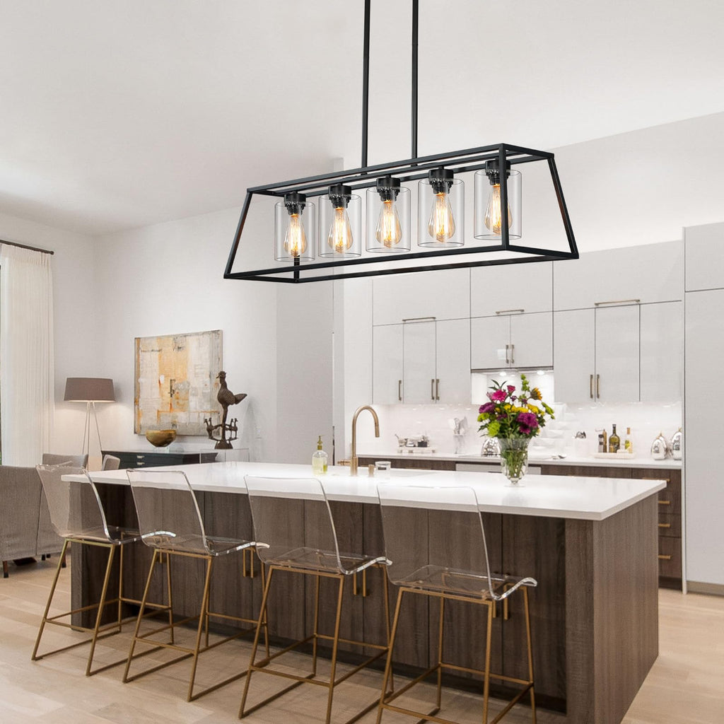 Rectangle Chandeliers Light fixtures Over Table