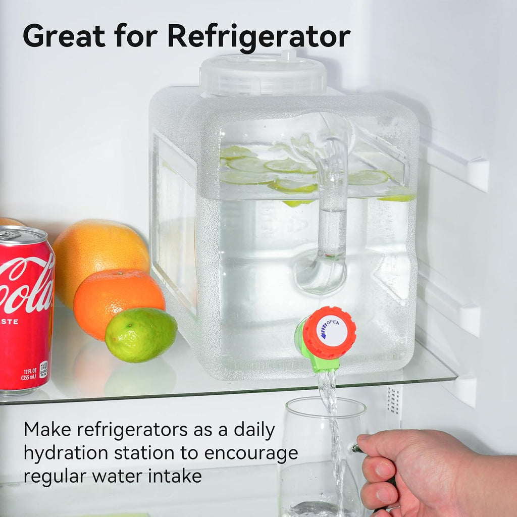 Drink Water Dispenser for Fridge - 2 Gallon Beverage Dispenser with Leak-Proof Spigot, Portable Food-grade Water Jug