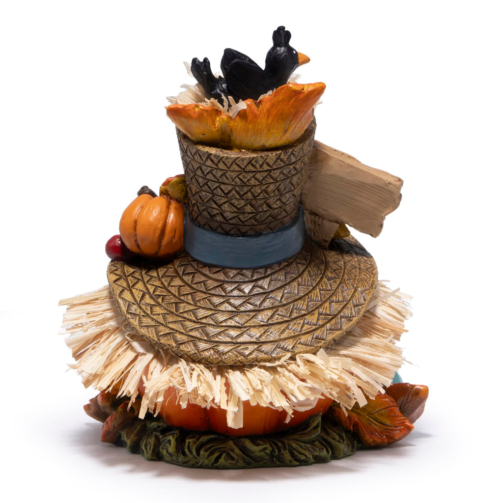 Fall Pumpkin Figurine with Give Thanks Sign, Thanksgiving Decorations