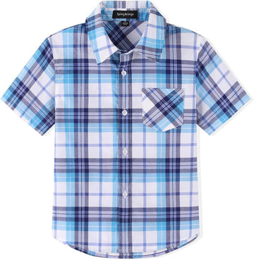 Boys' Short Sleeve Button Down Shirts Casual Woven Plaid
