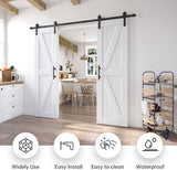 48in x 84in (Double 24in×84in Door) Barn Door with 8FT Sliding Door Hardware & Handle Included,DIY A