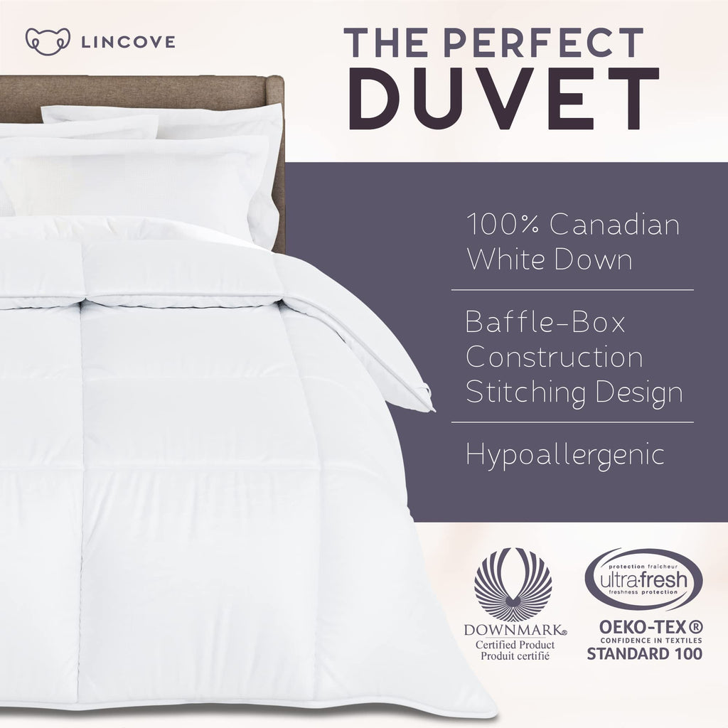 Canadian Down Comforter - All-Season Warmth Duvet Insert - Corner Loops in Each Corner, 600 Thread Count - 100%