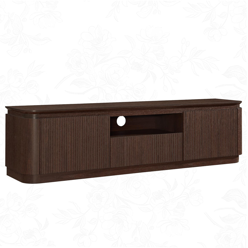 70" Fluted TV Stand for TVs up to 80", Dark Walnut Oak