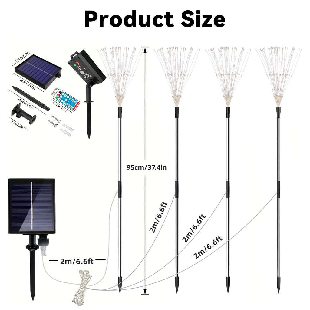 Solar Garden Lights Outdoor Waterproof, 4 Pack Total 480 LED