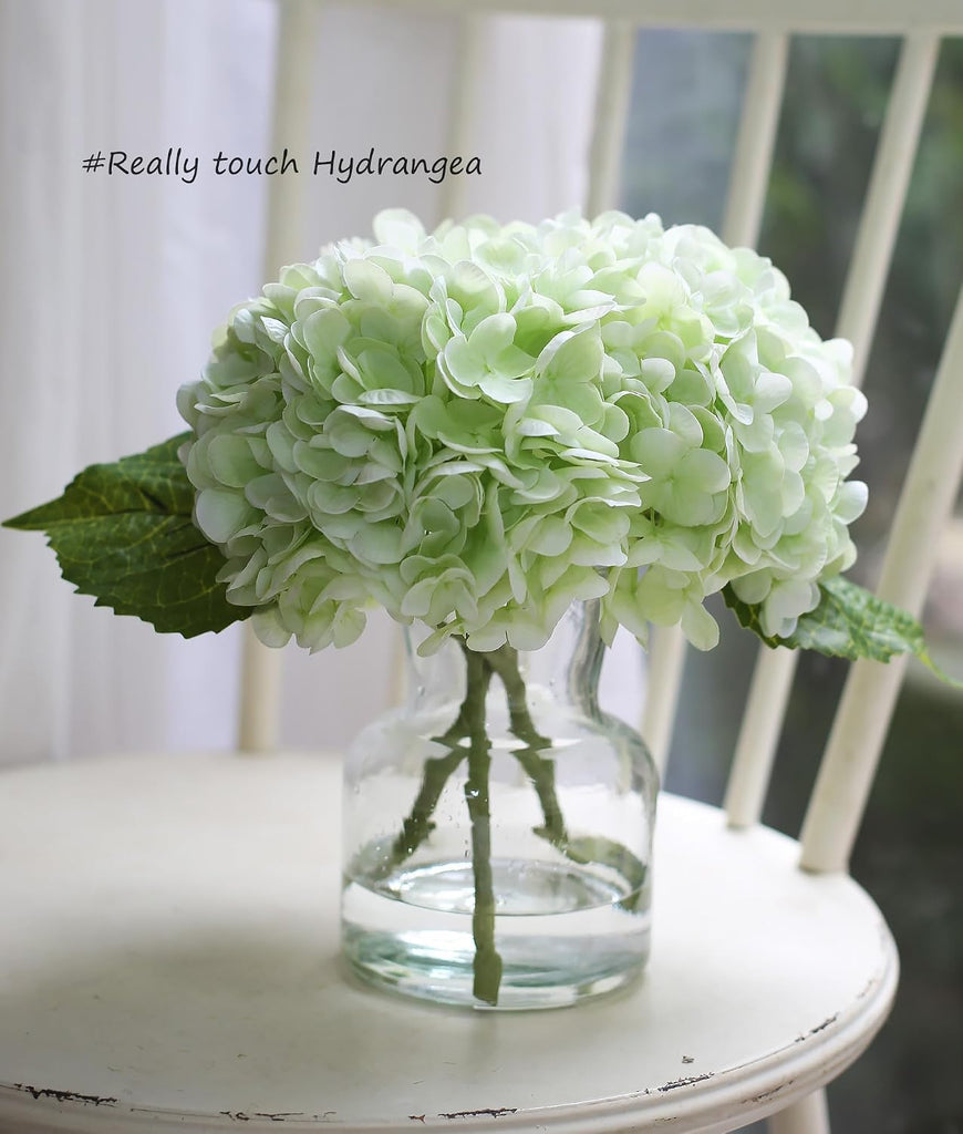 Hydrangea Artificial Flowers in Vase, Dining Table Centerpiece