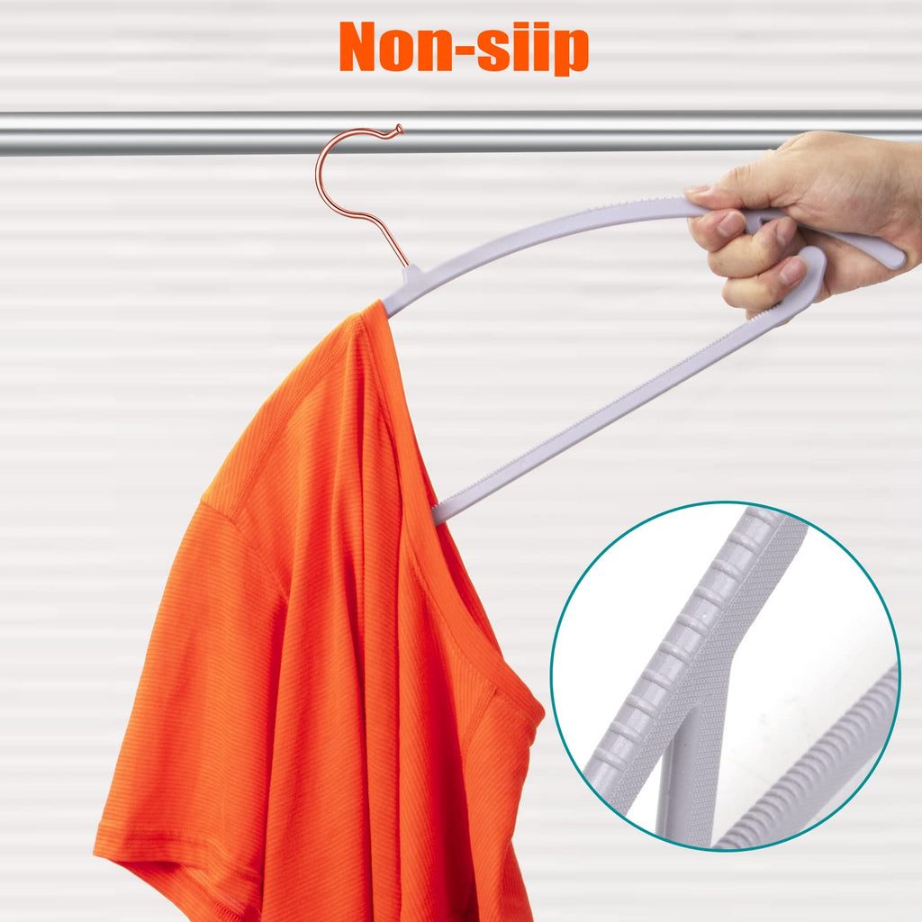 50 Pack No-Bump Plastic Clothes Hangers, Black, Non-Slip, Space-Saving