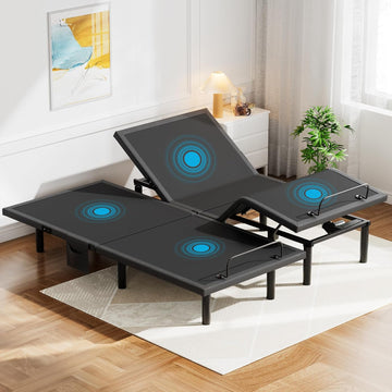 Split King Adjustable Bed Frame with Massage, Electric Bed Base with Head & Foot Incline, USB-A & USB-C Ports, LED