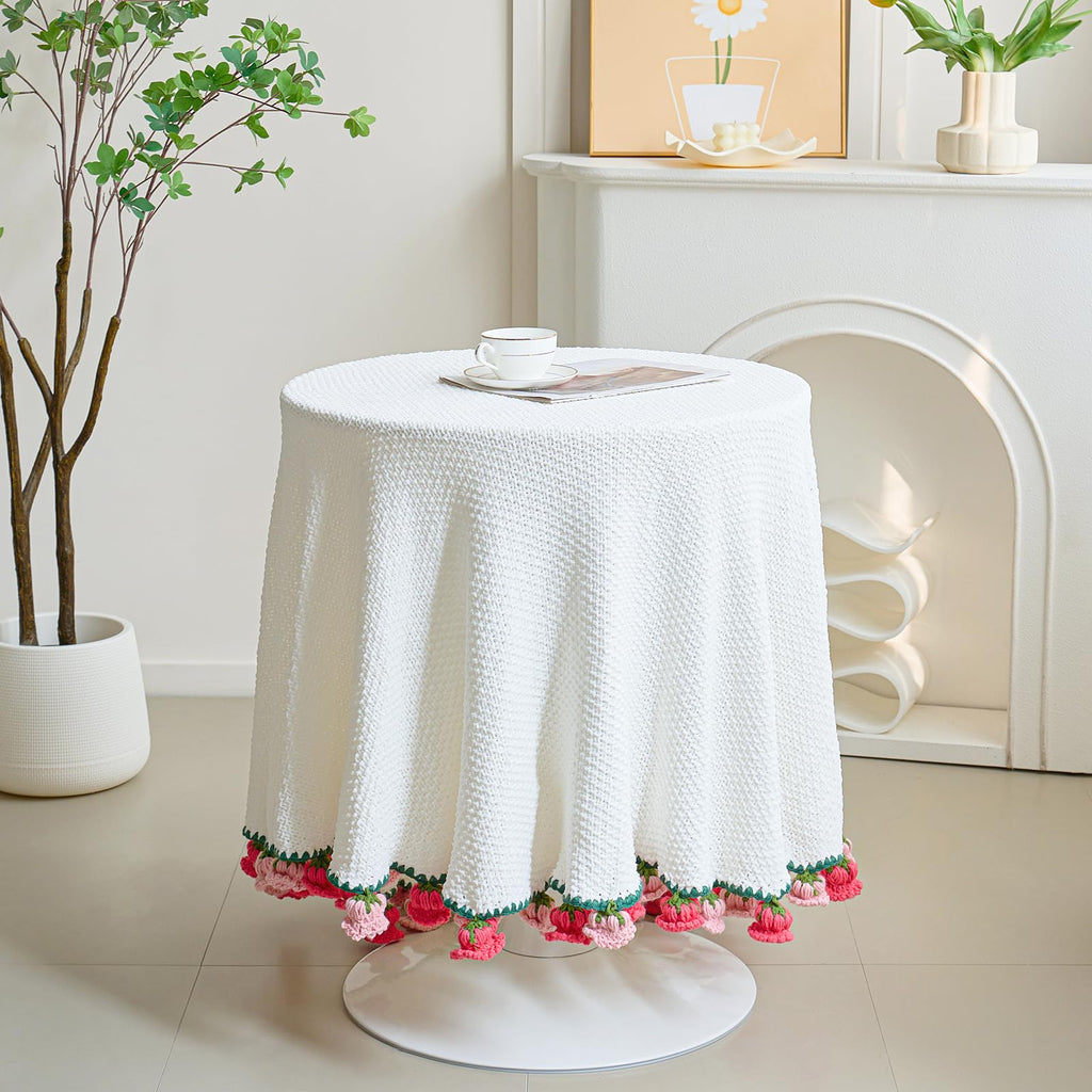 Crochet Flower Bouquet Throw Blanket, Handmade Knitted Blanket with Flowers, Cute Romantic Gift for Her Girlfriend