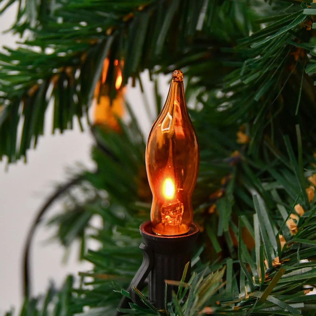 C18 Orange Flickering Flame Light Bulbs, 1W E12 Base