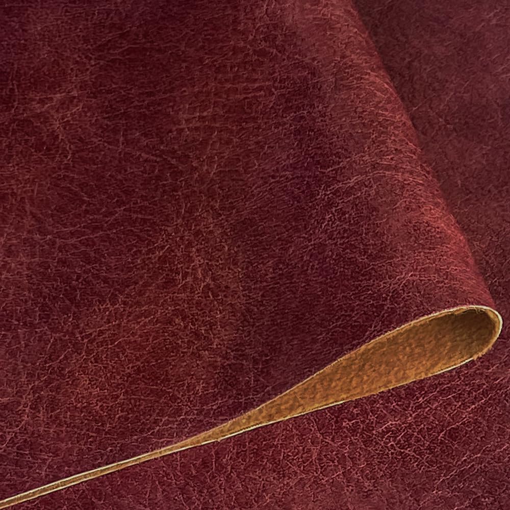 1 Yard Thick Faux Leather Fabric Soft Vegan Upholstery Fabric Artifical Sewing Leather Decor Performance (Reddish